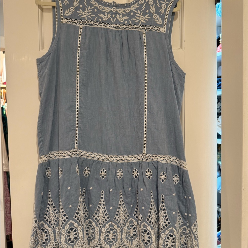 Joke Blue and White Embroidered Dress